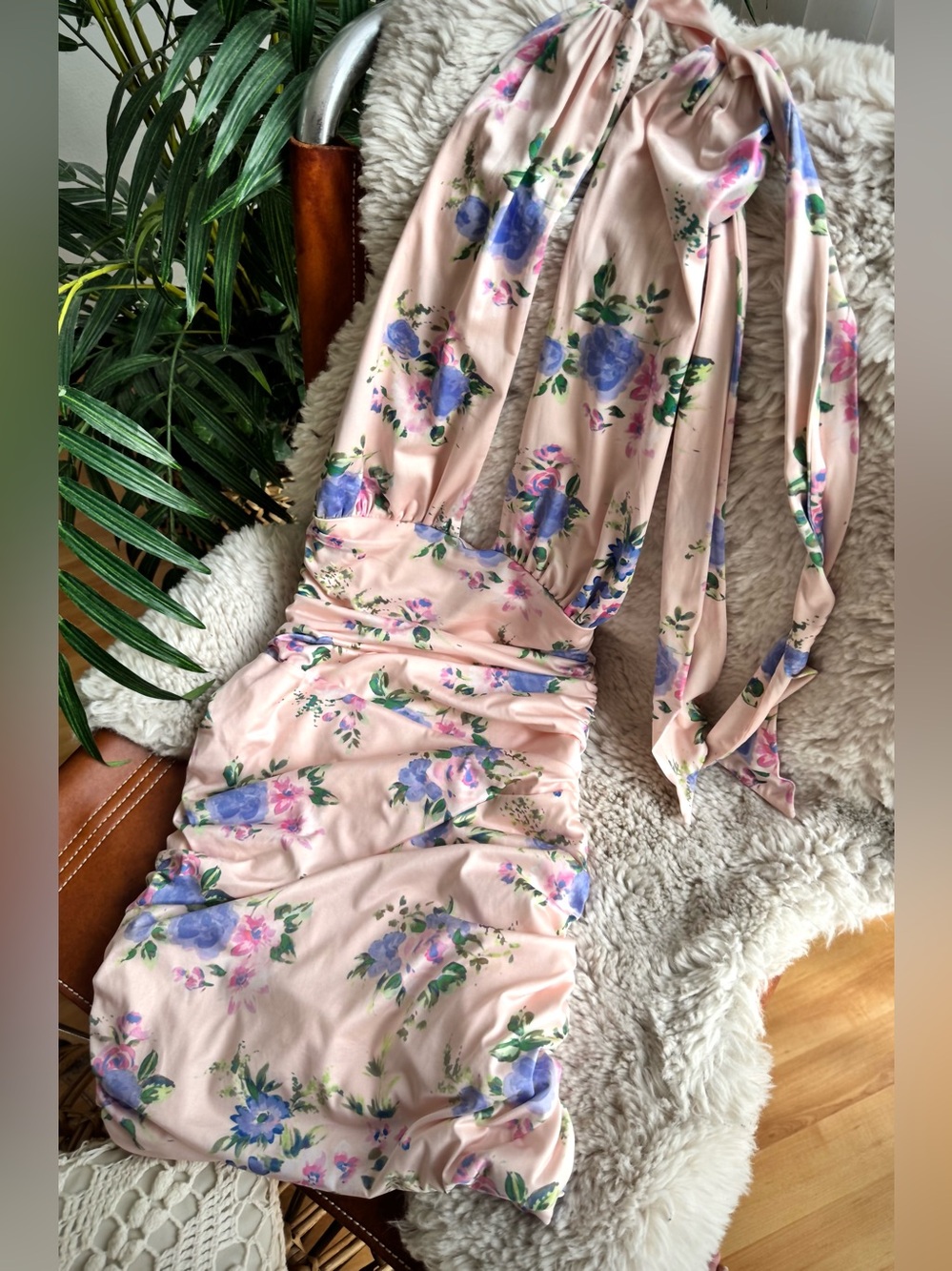 Zara Floral Mini Dress in Pink & Blue Size XS